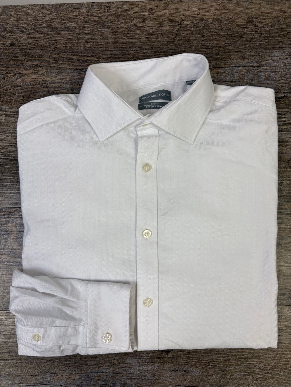 Michael Kors Men’s White Slim Fit Stretch Dress Shirt 16½ 34/35